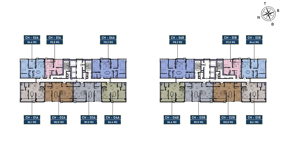 Mặt bằng tầng chẵn